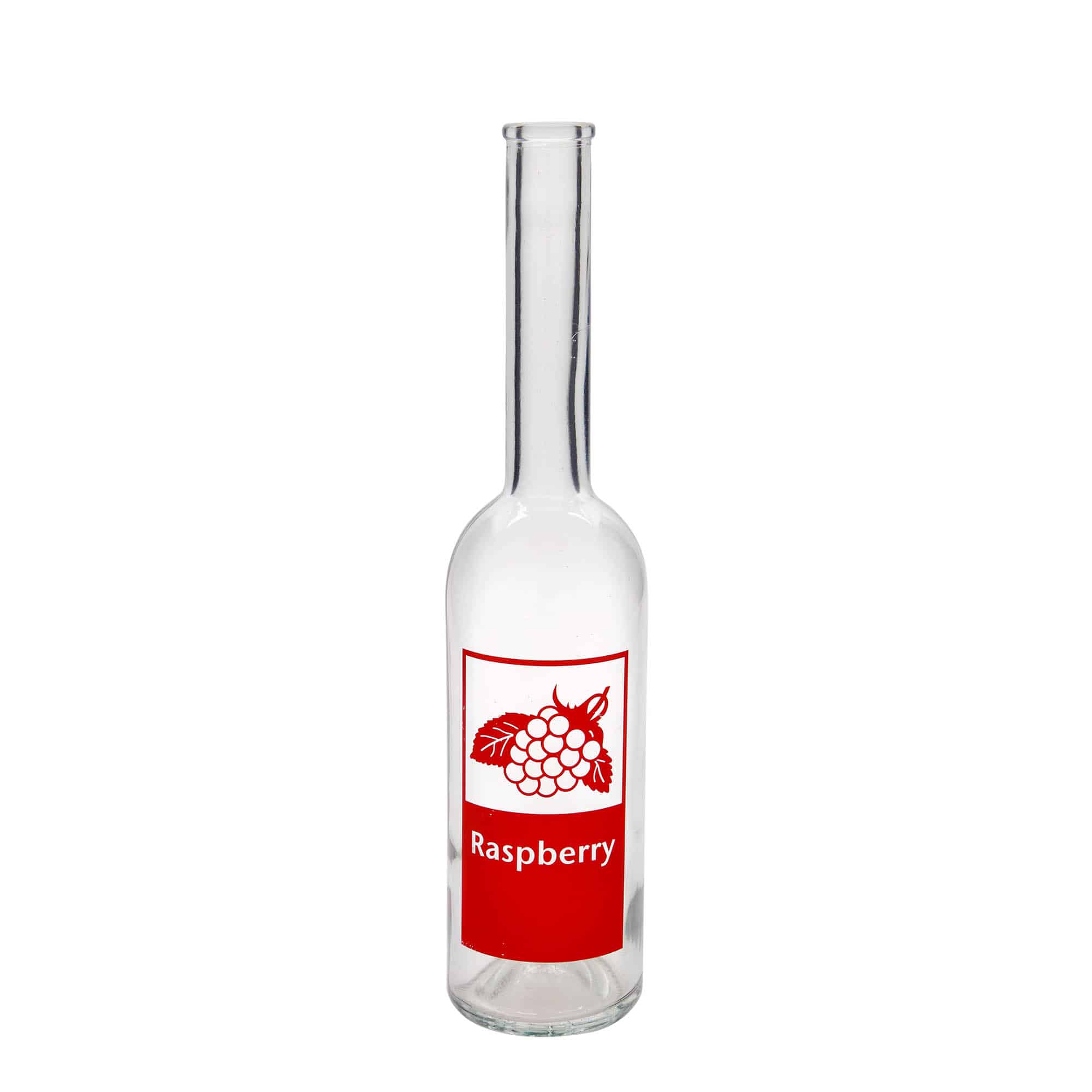 500 ml Glasflasche 'Opera', Motiv: Raspberry, Mündung: Kork