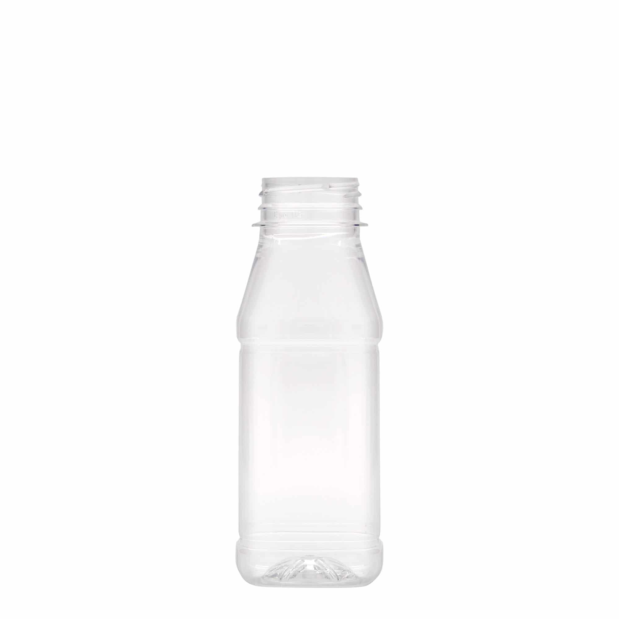 250 ml PET-Flasche 'Milk and Juice Carré', quadratisch, Kunststoff, Mündung: 38 mm