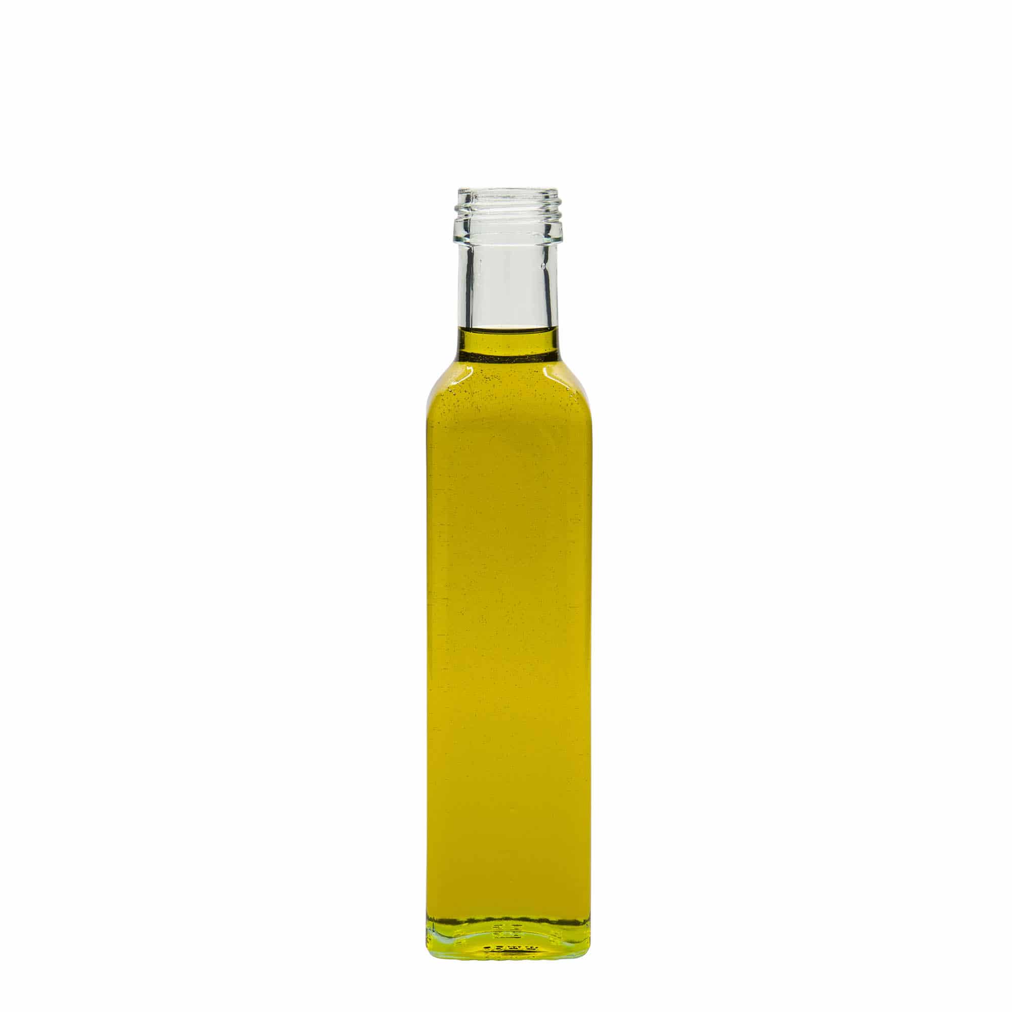 250 ml Glasflasche 'Marasca', quadratisch, Mündung: PP 31,5