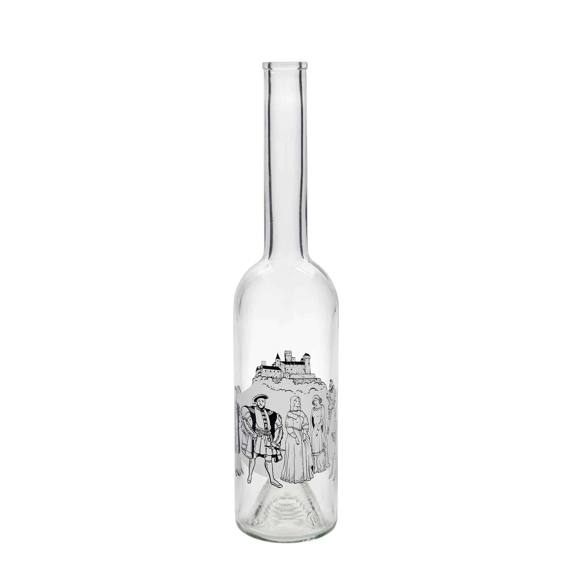 500 ml Glasflasche 'Opera', Motiv: Mittelalter, Mündung: Kork