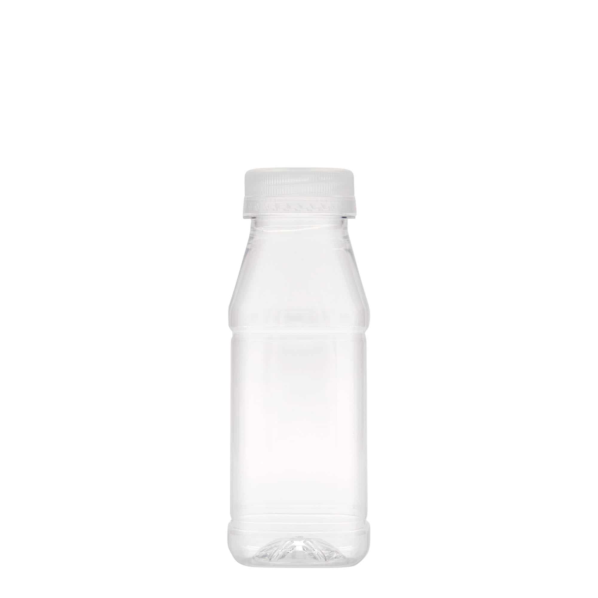 250 ml PET-Flasche 'Milk and Juice Carré', quadratisch, Kunststoff, Mündung: 38 mm