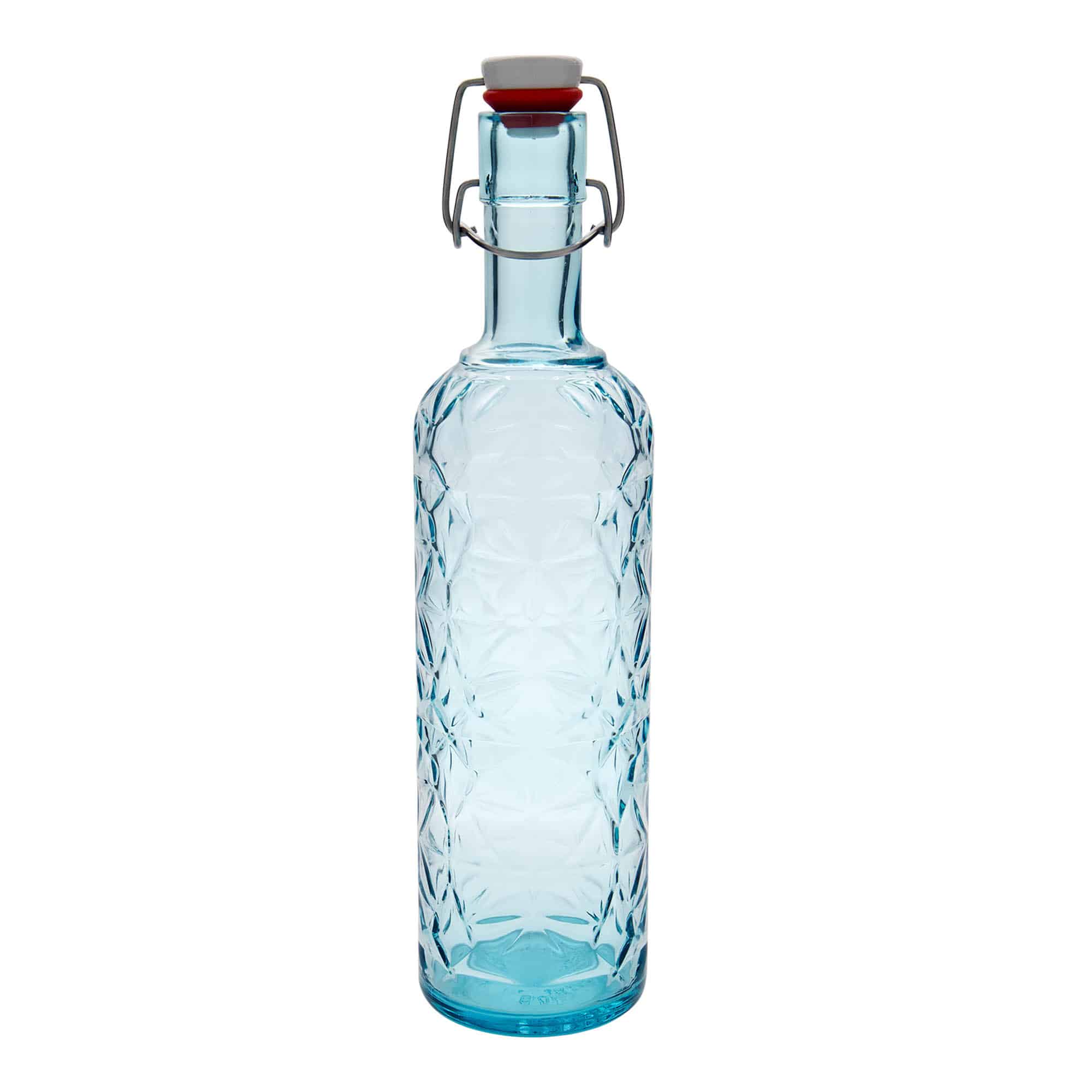 1.000 ml Glasflasche 'Oriente', azurblau, Mündung: Bügelverschluss