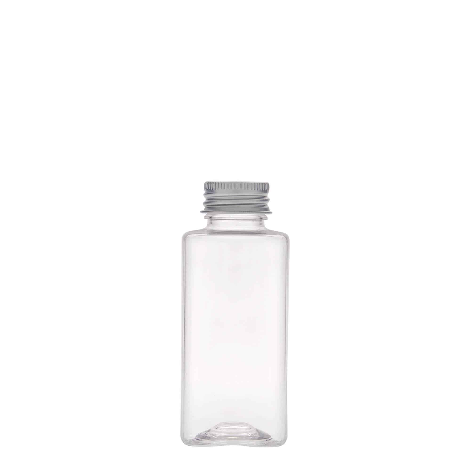 100 ml PET-Flasche 'Karl', quadratisch, Kunststoff, Mündung: GPI 24/410