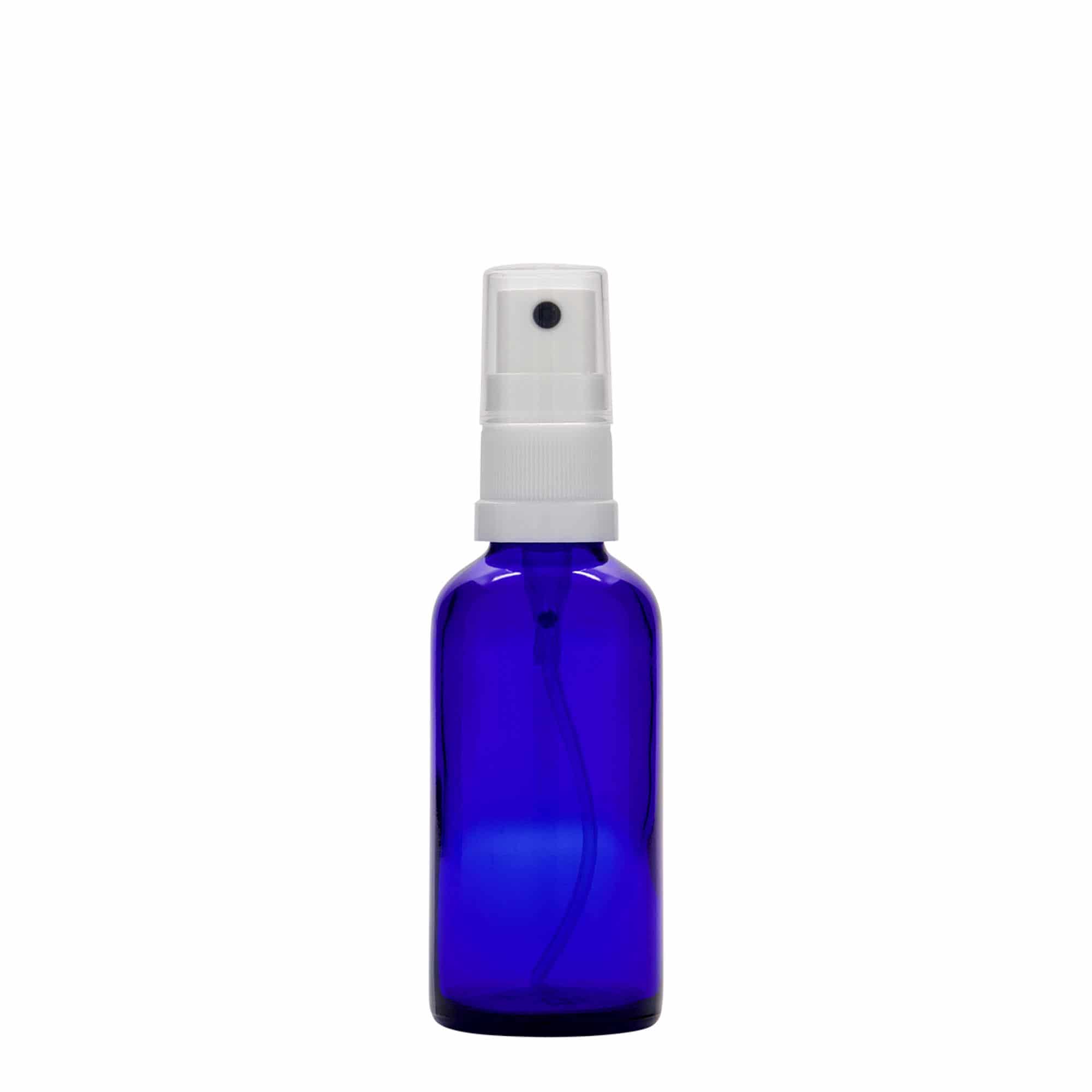 50 ml Sprühflasche Medizin, Glas, royalblau, Mündung: DIN 18