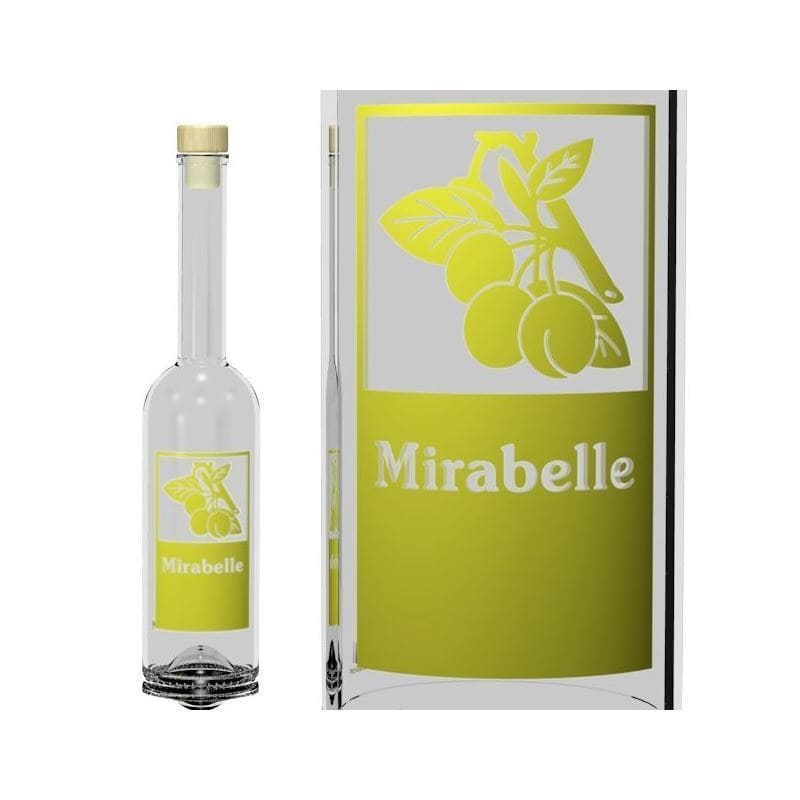 500 ml Glasflasche 'Opera', Motiv: Mirabelle, Mündung: Kork