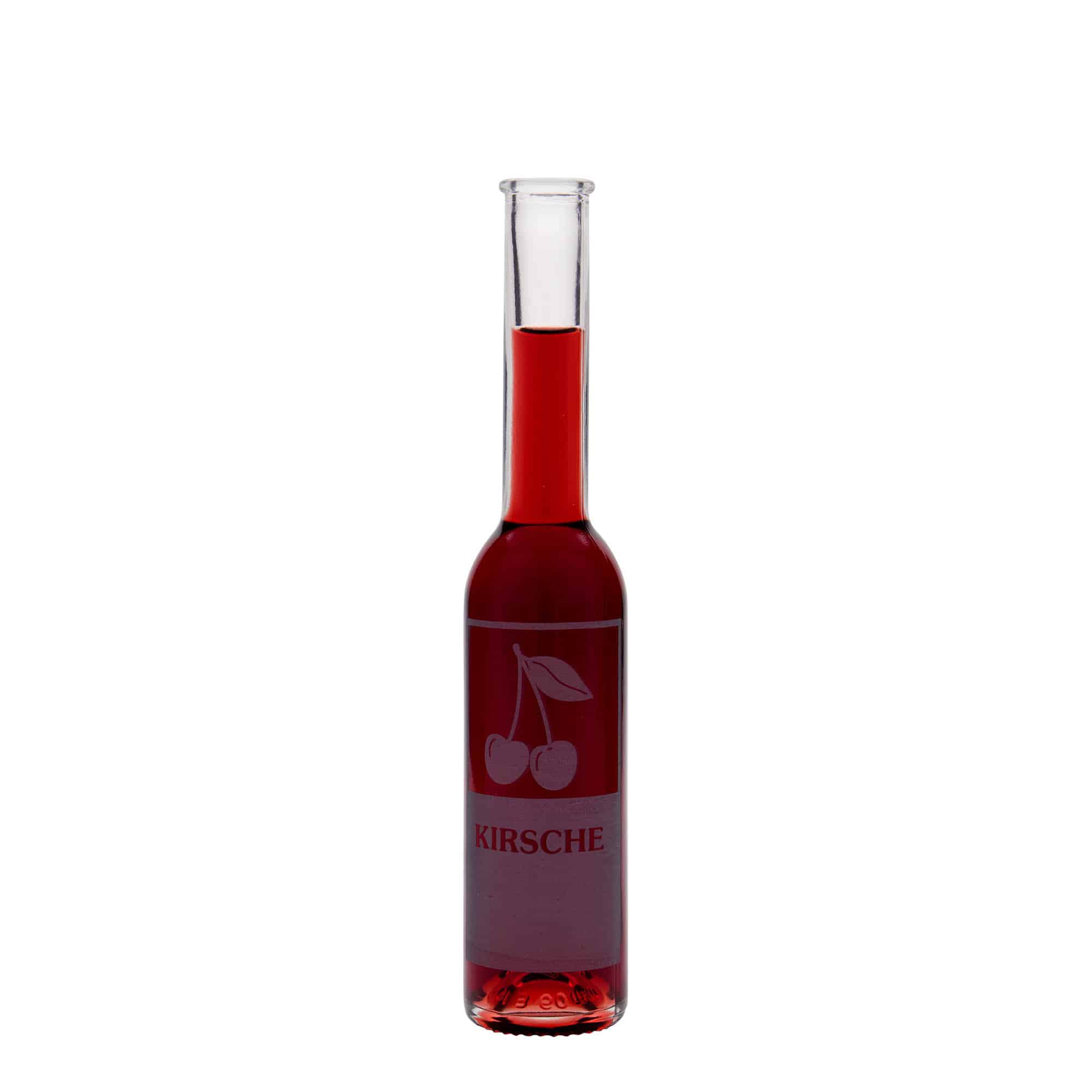 200 ml Glasflasche 'Opera', Motiv: Kirsche, Mündung: Kork