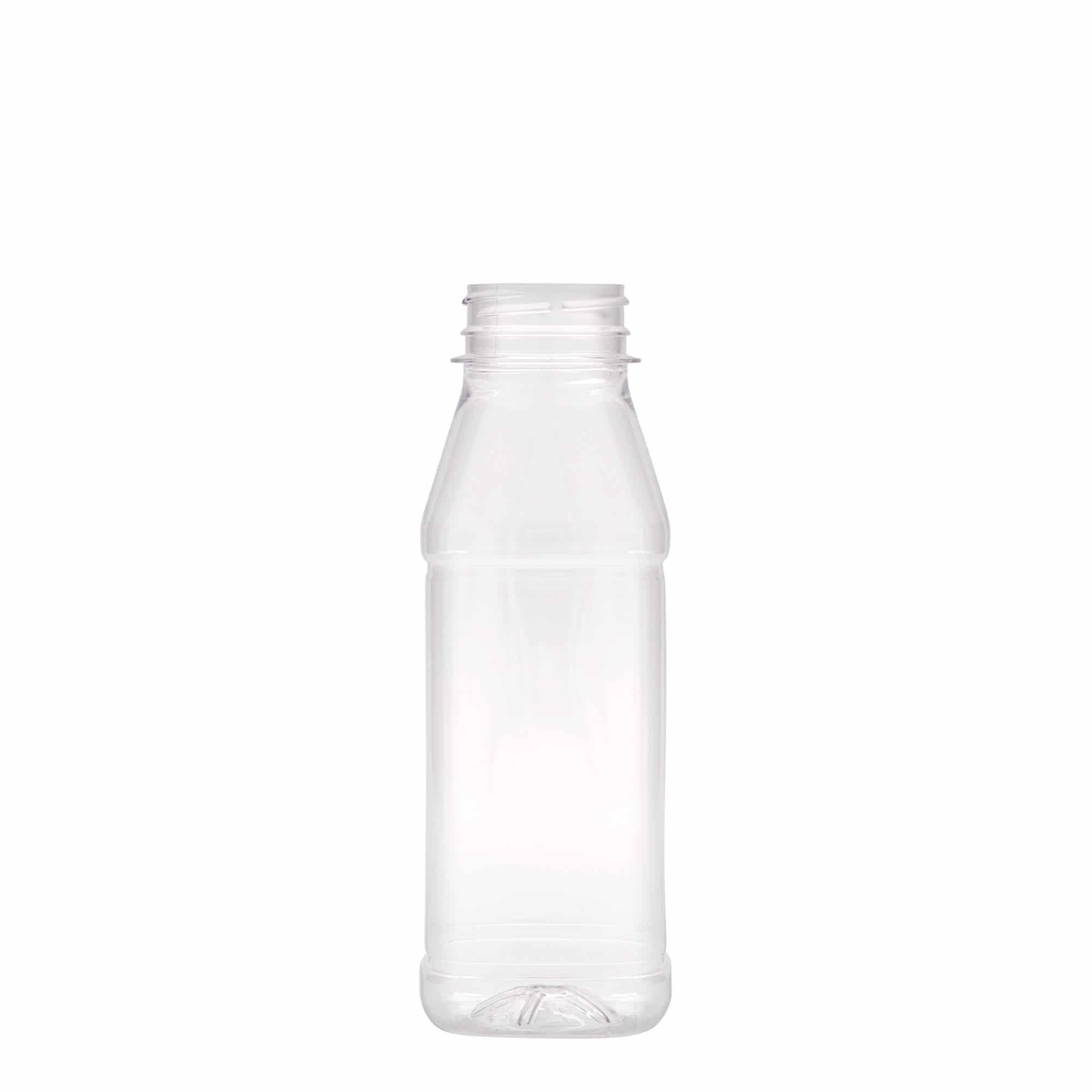 330 ml PET-Flasche 'Milk and Juice Carré', quadratisch, Kunststoff, Mündung: 38 mm