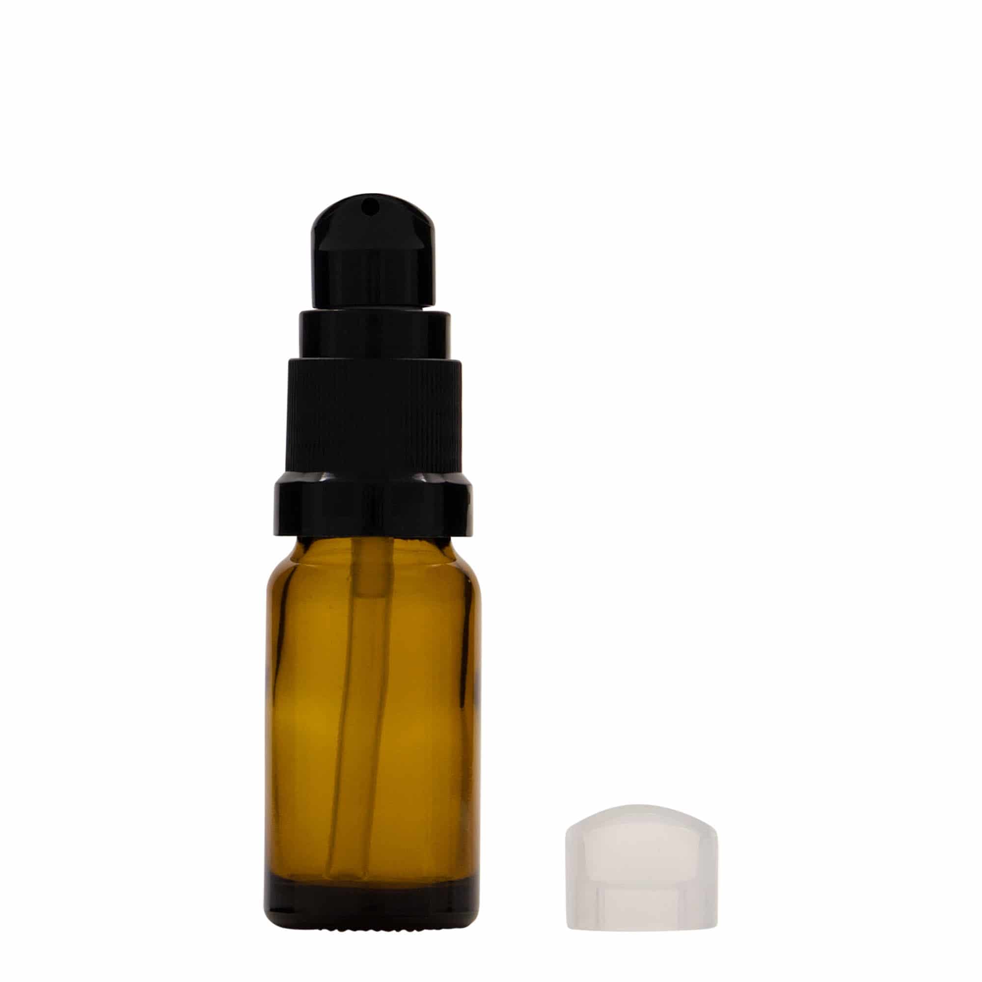 10 ml Medizinflasche mit Lotionspumpe, Glas, braun, Mündung: DIN 18