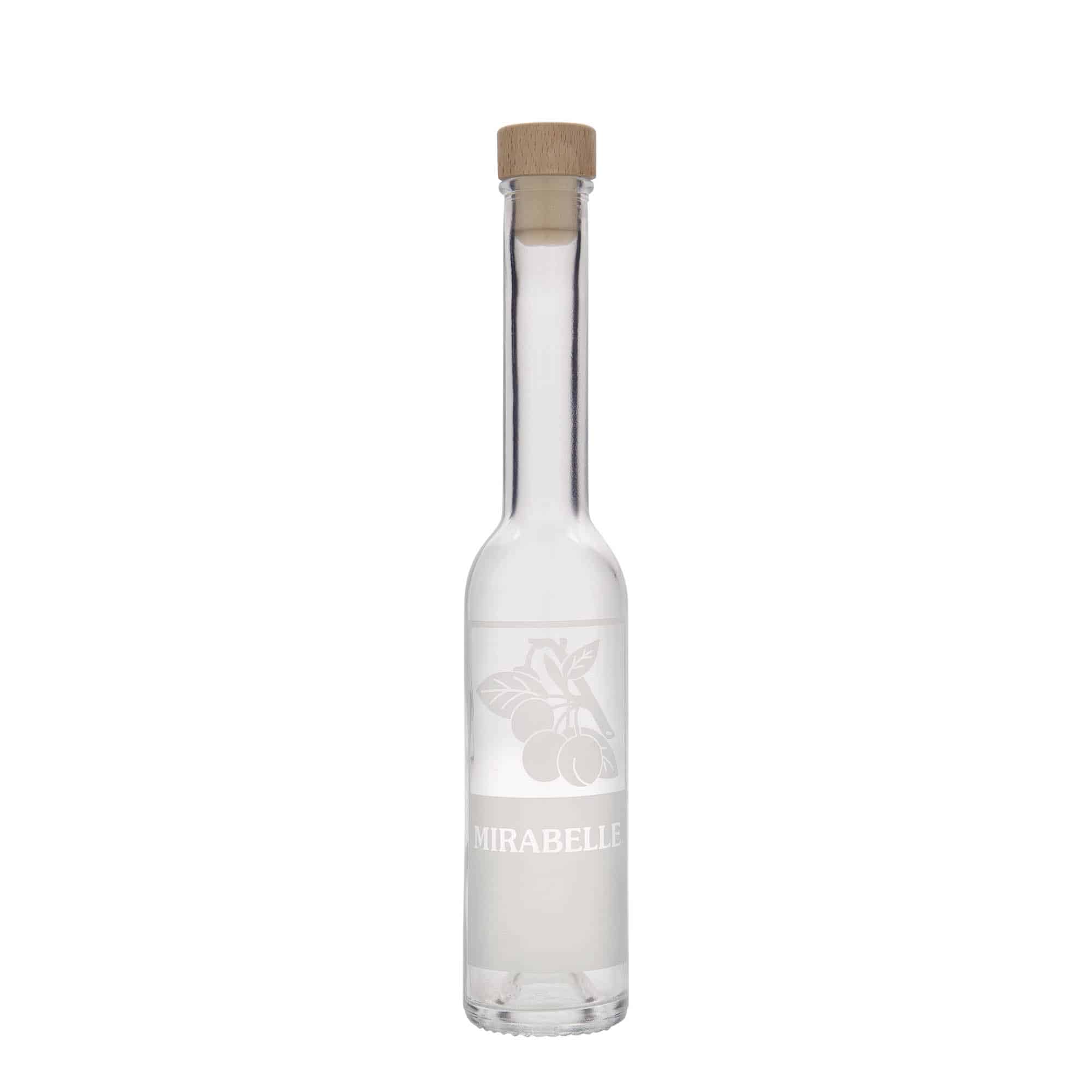 200 ml Glasflasche 'Opera', Motiv: Mirabelle, Mündung: Kork