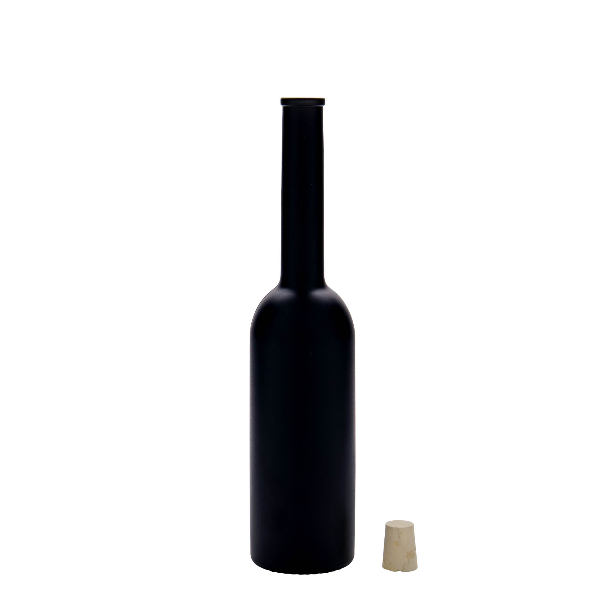 200 ml Glasflasche 'Opera', schwarz, Mündung: Kork