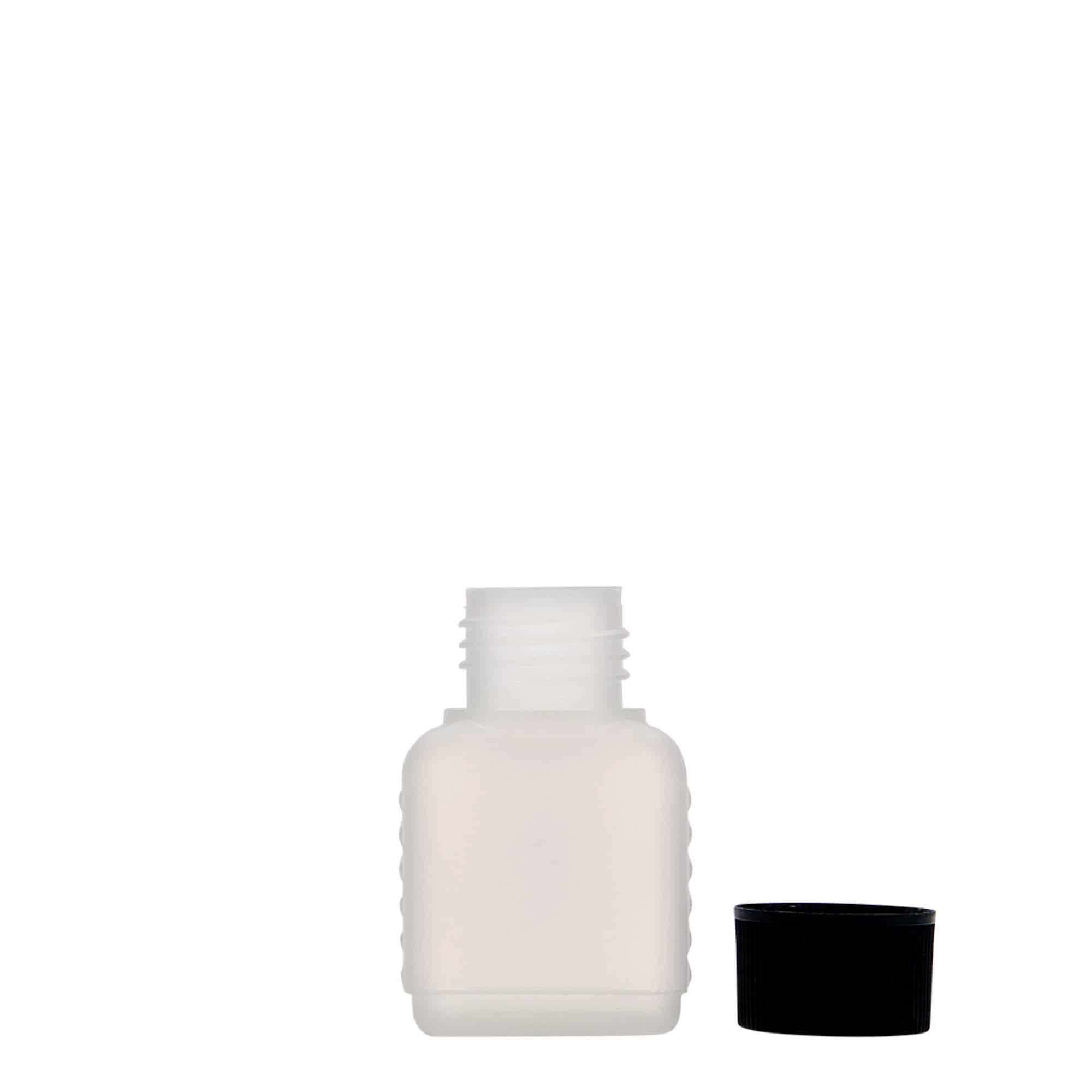 50 ml Kanisterflasche, rechteckig, HDPE-Kunststoff, natur, Mündung: DIN 25