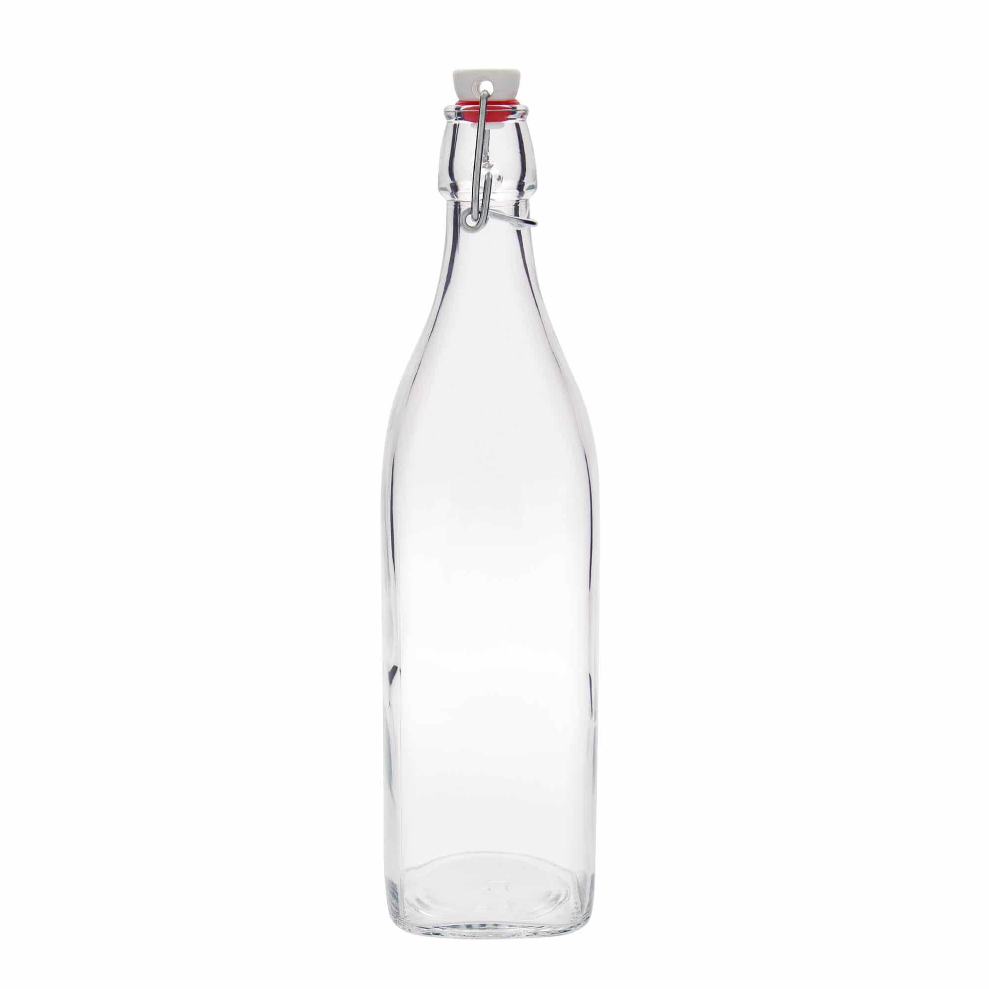 1.000 ml Glasflasche 'Swing, quadratisch, Mündung: Bügelverschluss