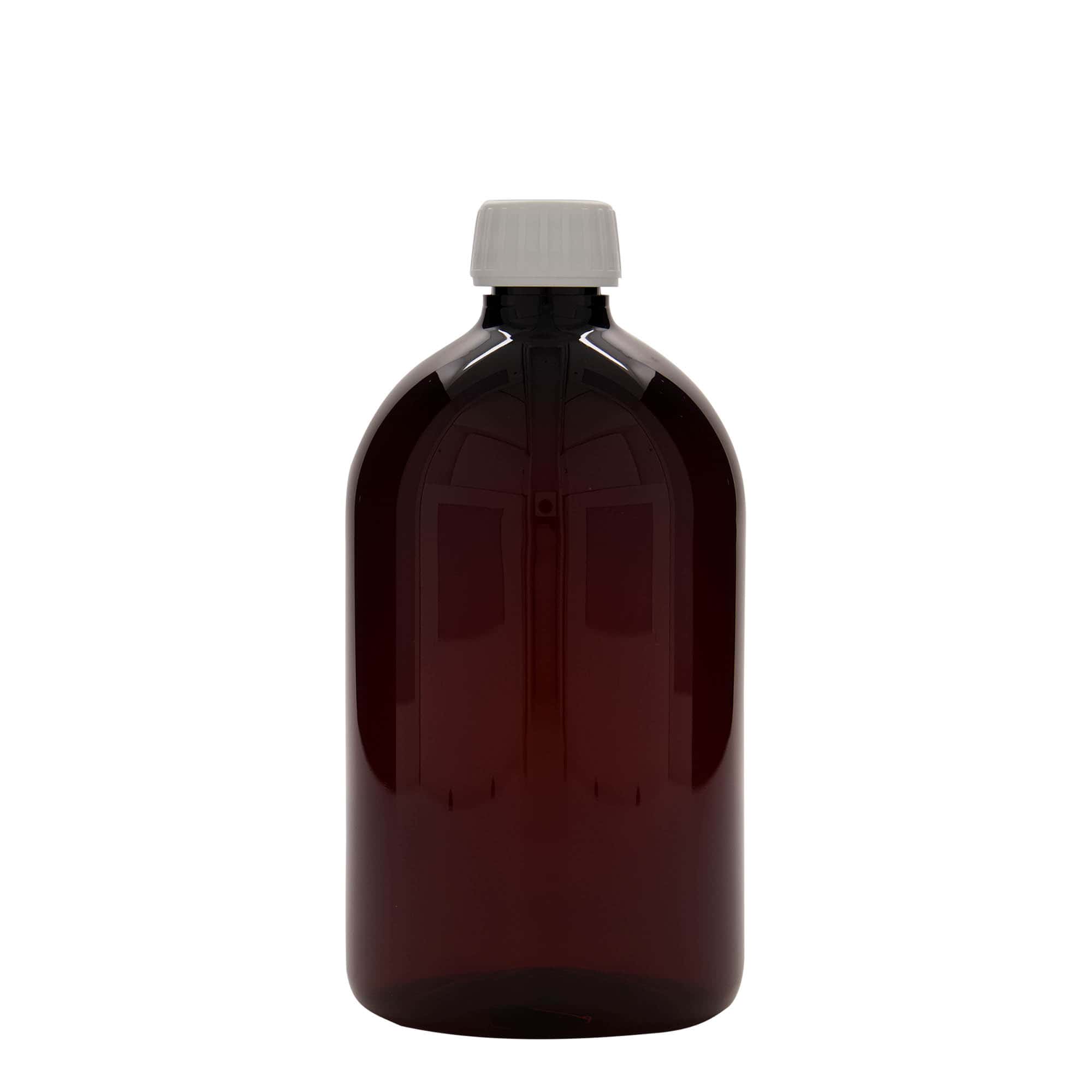 1.000 ml PET-Medizinflasche, braun,Kunststoff, Mündung: PP 28