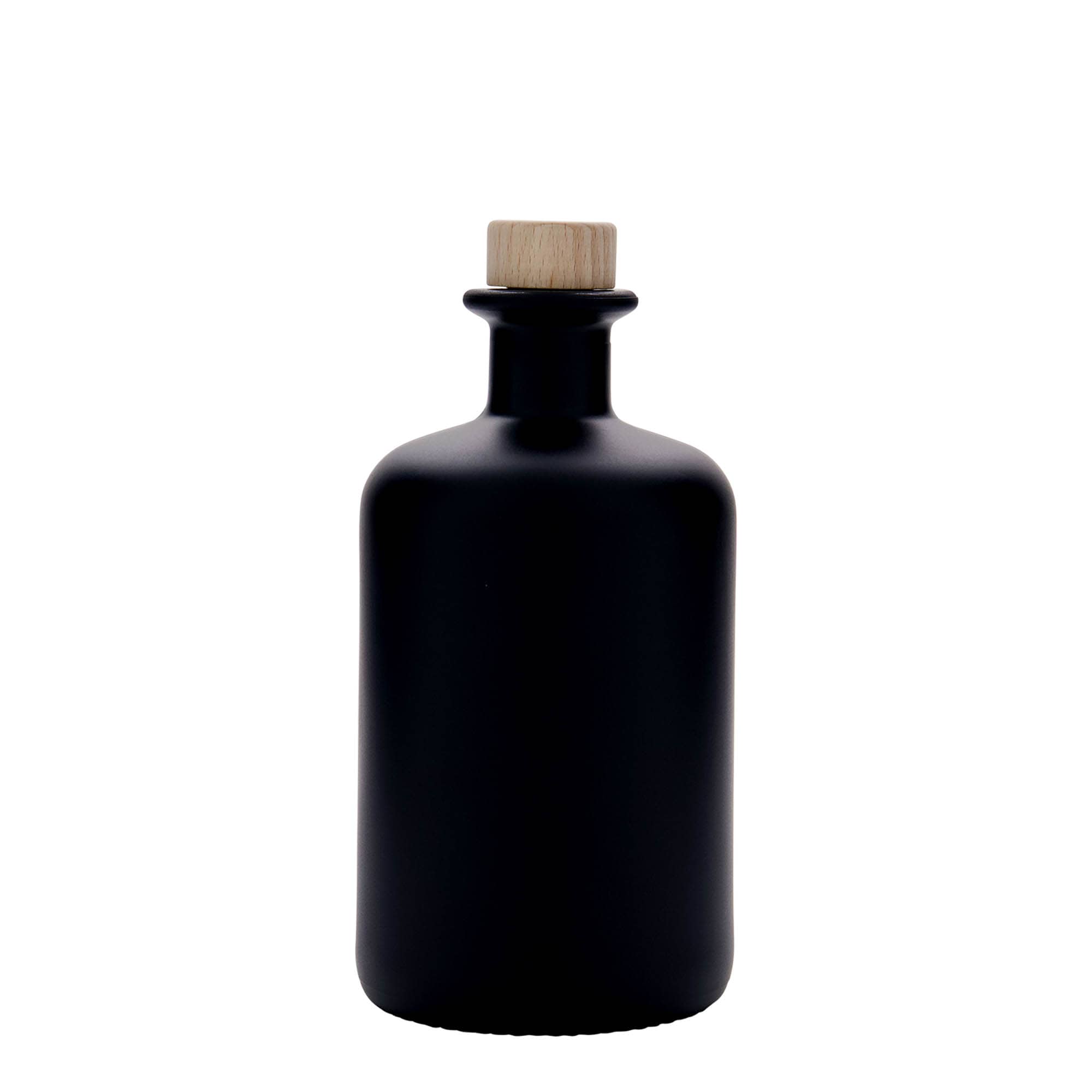 500 ml Glasflasche Apotheker, schwarz, Mündung: Kork