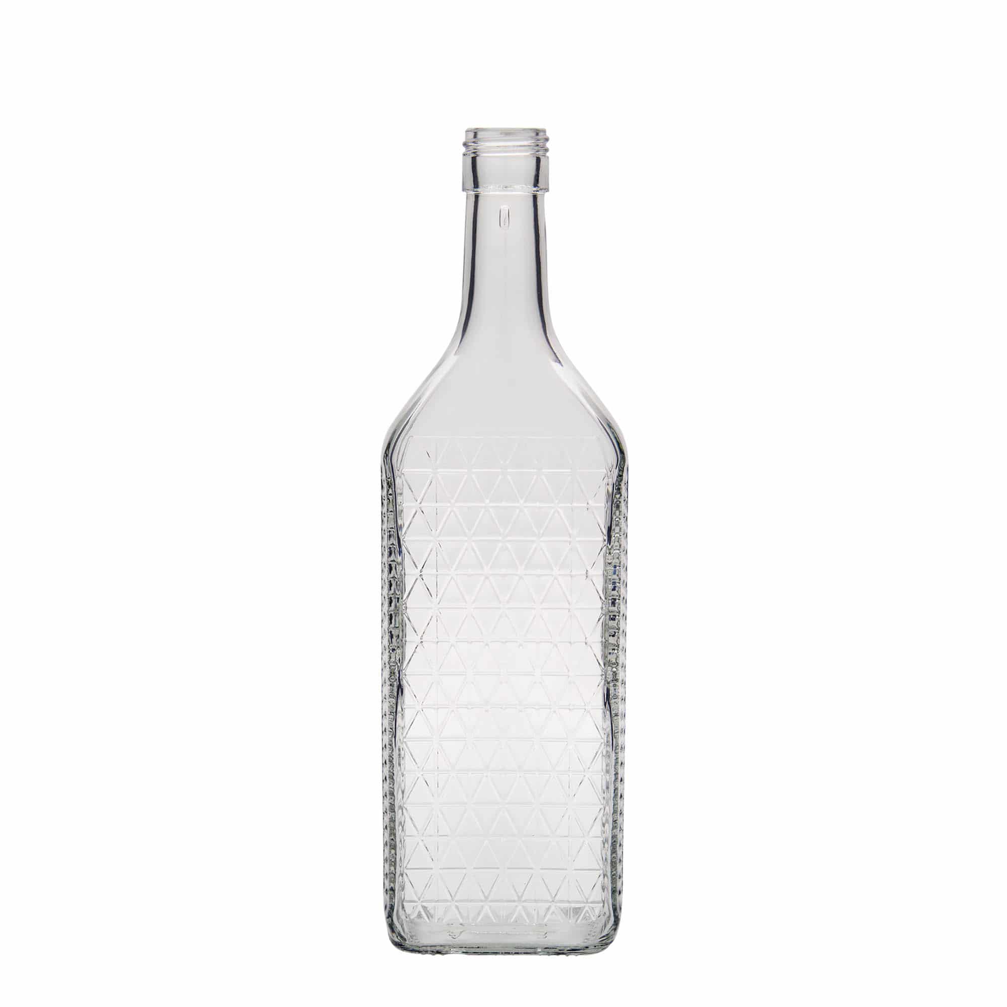 700 ml Glasflasche 'Caruso', rechteckig, Mündung: PP 31,5