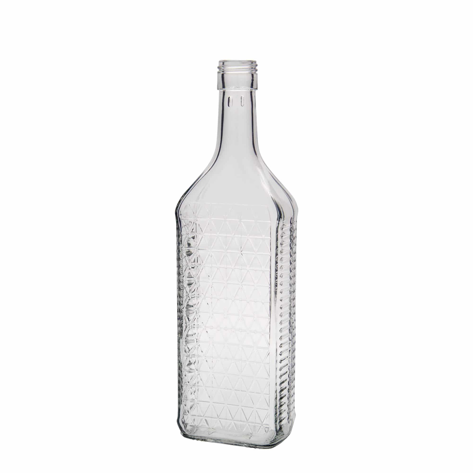 700 ml Glasflasche 'Caruso', rechteckig, Mündung: PP 31,5