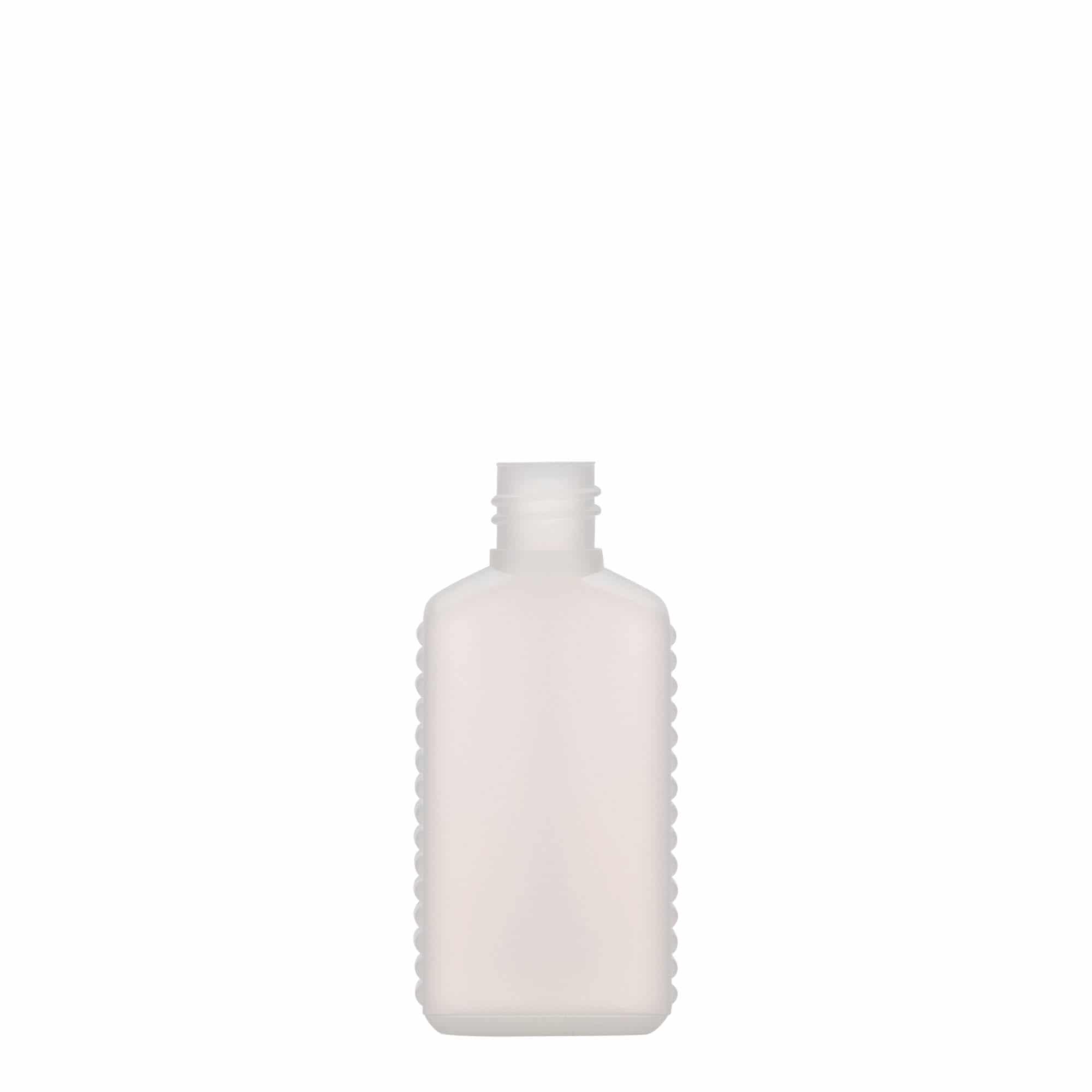 50 ml Kanisterflasche Enghals, rechteckig, HDPE-Kunststoff, natur, Mündung: DIN 18