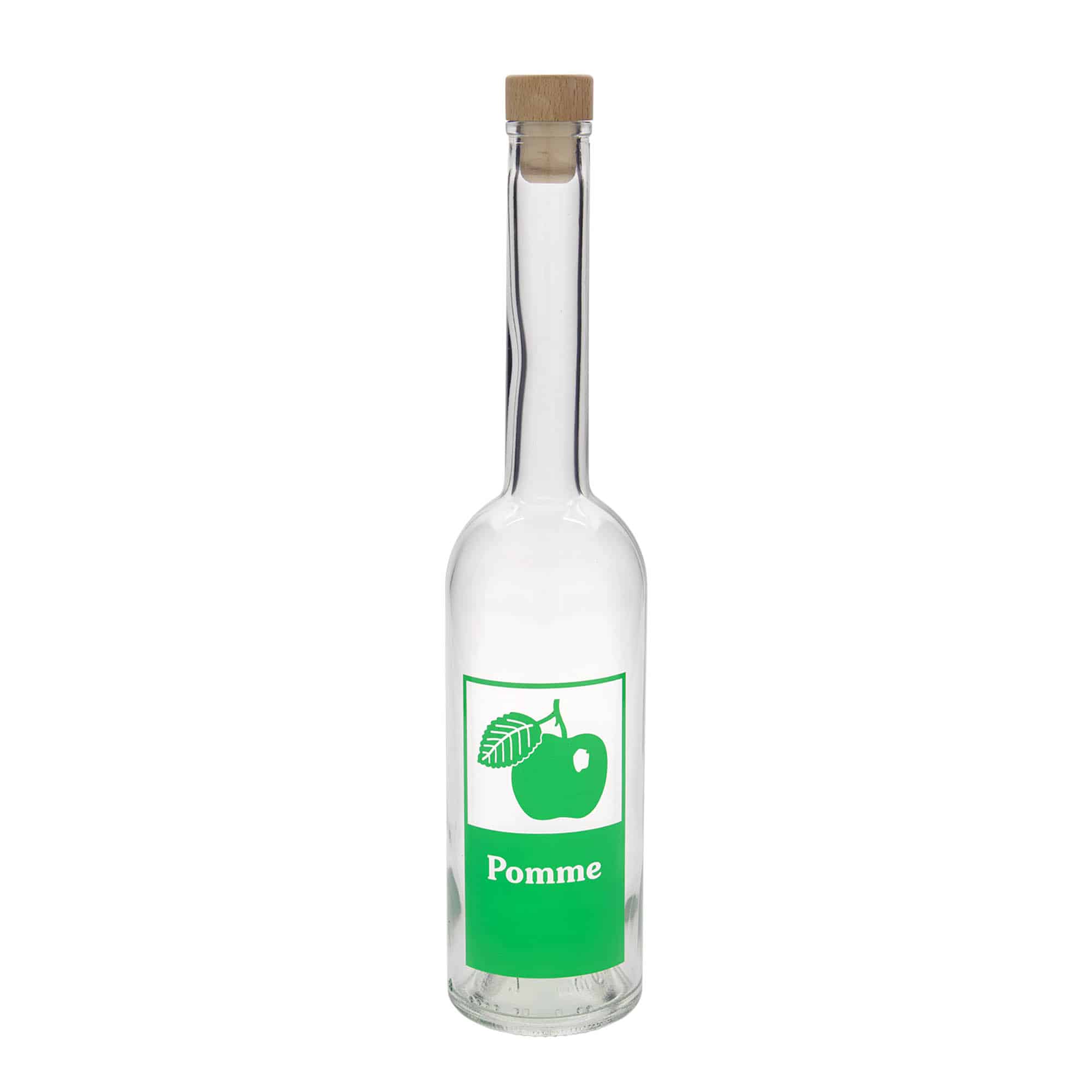 500 ml Glasflasche 'Opera', Motiv: Pomme, Mündung: Kork