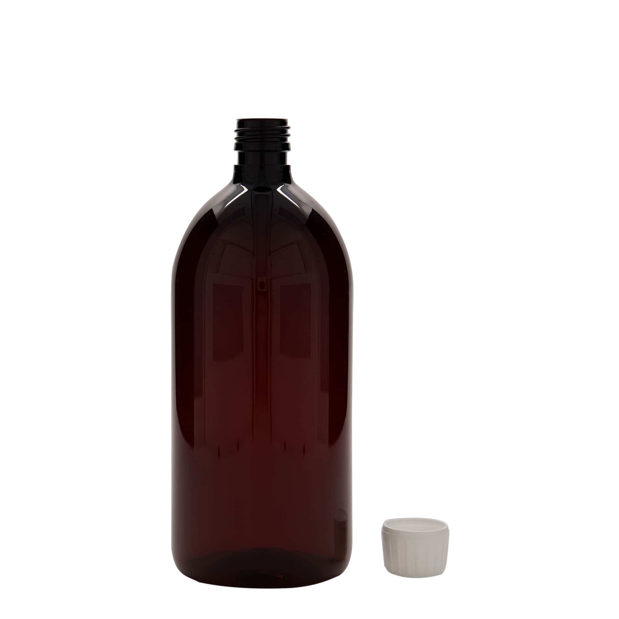 1.000 ml PET-Medizinflasche, braun,Kunststoff, Mündung: PP 28