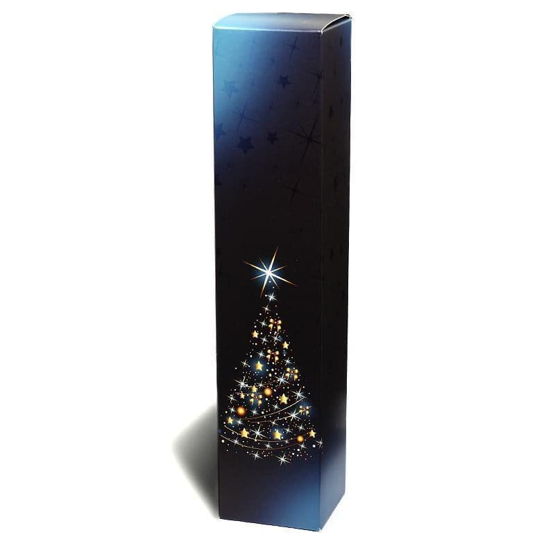 Geschenkkarton 'X-Mas Tree', rechteckig, Pappe, blau